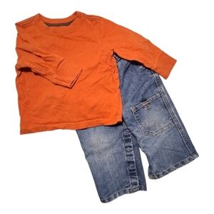 Old Navy | Infant 2-Piece Outfit Set |  12-18M | Orange Top Denim Jeans